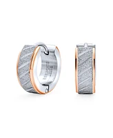 Bling Jewelry Earrings Carved Hoop Huggie Rose Gold & Silver Stainless Steel