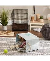Bone Dry Collapsible Pet Storage Bin with Rope Handles Solid Paw Print