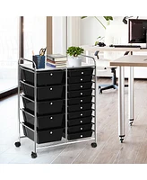 15-Drawer Utility Rolling Organizer Cart Multi-Use Storage