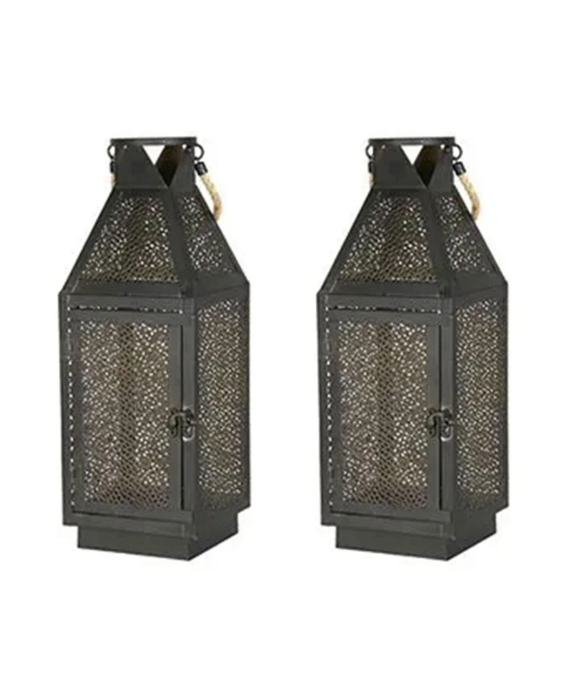 Four Seasons Courtyard 16 Inch Battery Powered 20 Led Filigree Lantern, 2 Pack