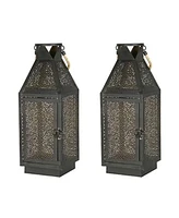 Four Seasons Courtyard 16 Inch Battery Powered 20 Led Filigree Lantern, 2 Pack
