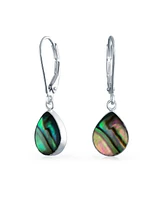 Bling Jewelry Geometric Iridescent Abalone Shell Teardrop Dangle Earrings Sterling Silver