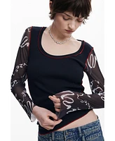 Desigual Women's Lettering sleeve T-shirt