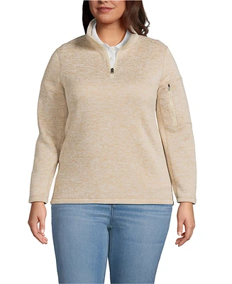 Lands' End Plus Sweater Fleece Quarter Zip Pullover