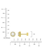 Cubic Zirconia Halo Screw Back Stud Earrings in 14k Gold-Plated Sterling Silver