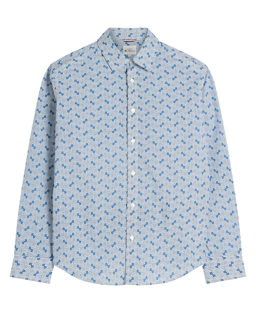 Ben Sherman Men's Linear Print Long Sleeve Shirt