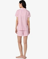 Lauren Ralph Women's Short Sleeve Notch Collar Pajama Set