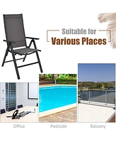 4PCS Patio Folding Dining Chairs Aluminium Adjustable Back