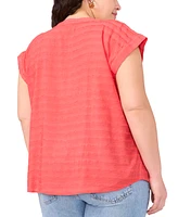 Vince Camuto Plus Split-Neck Short-Sleeve Blouse