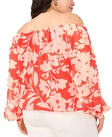 Vince Camuto Plus Off-The-Shoulder Long-Sleeve Blouse