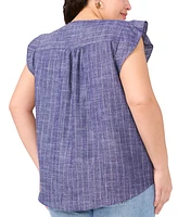 Vince Camuto Plus V-Neck Ruffle Sleeve Blouse