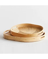 Jelani Cane Oval Decorative Trays Set of 2