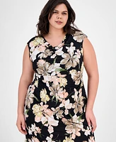Connected Plus Printed Sleeveless Midi Dress