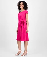 Connected Petite Side-Tie Cap-Sleeve Sheath Dress