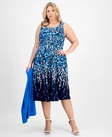 Sandra Darren Plus Printed Jersey Jacket Dress