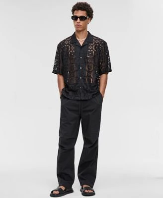Mode Of One Mens Relaxed Fit Textured Geometric Lace Button Down Camp Shirt Regular Fit Stretch Ripstop Parachute Pants Exclusively At Macys