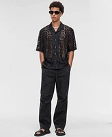 Mode Of One Mens Relaxed Fit Textured Geometric Lace Button Down Camp Shirt Regular Fit Stretch Ripstop Parachute Pants Exclusively At Macys