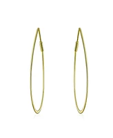 Bling Jewelry Boho Minimalist Hoop Huggie Earrings 14K Gold Plated Sterling Silver 2 Inch