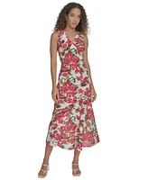 Calvin Klein Women's Floral V-Neck Sleeveless Midi Dress