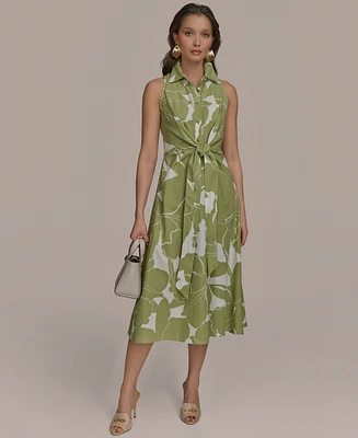 Donna Karan New York Women's Printed Linen-Blend Shirtdress