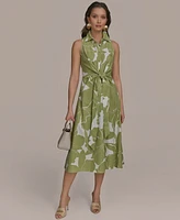 Donna Karan New York Women's Printed Linen-Blend Shirtdress