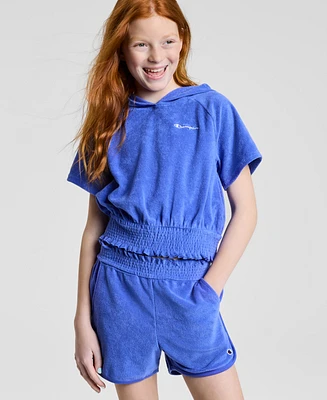 Champion Big Girls Terry Smocked-Waist Pullover Hoodie