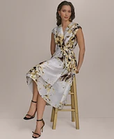 Donna Karan New York Women's Floral-Print Faux-Wrap Dress