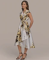 Donna Karan New York Women's Floral-Print Faux-Wrap Dress