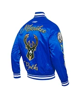 Pro Standard Men's Blue Milwaukee Bucks 2024/25 City Edition Chenille Applique Full-Snap Satin Jacket