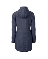 Cutter & Buck Women's Heather Navy West Virginia Mountaineers Vault Rainier PrimaLoft Eco Hooded Long Coat