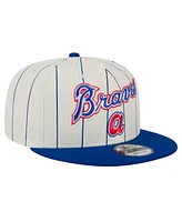 New Era Men's White Atlanta Braves Jersey Pinstripe 9FIFTY Snapback Hat