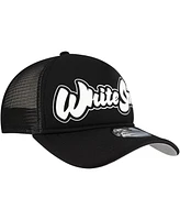 New Era Men's Black Chicago White Sox Retro Bold A-Frame Trucker 9FORTY Adjustable Hat