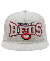 New Era Men's Gray Cincinnati Reds Corduroy Golfer Snapback Hat