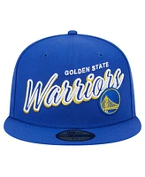 New Era Men's Royal Golden State Warriors Sport Night Script Sided 59FIFTY Fitted Hat