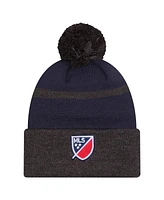 New Era Men's Navy New England Revolution 2025 Kickoff Cuffed with pom Knit hat