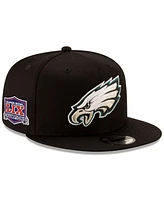 New Era Men's Black Philadelphia Eagles Super Bowl Lix Champions Side Patch 9FIFTY Snapback Hat