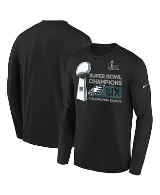 Nike Big Boys and Girls Black Philadelphia Eagles Super Bowl Lix Champions Locker Room Trophy Collection Long Sleeve T-Shirt