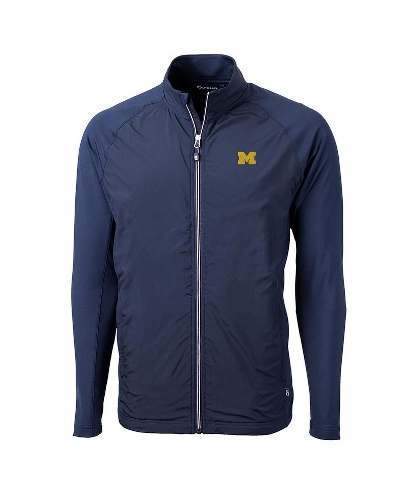 Cutter & Buck Men's Navy Michigan Wolverines Adapt Eco Knit Full-Zip Jacket