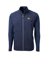 Cutter & Buck Men's Navy Michigan Wolverines Adapt Eco Knit Full-Zip Jacket