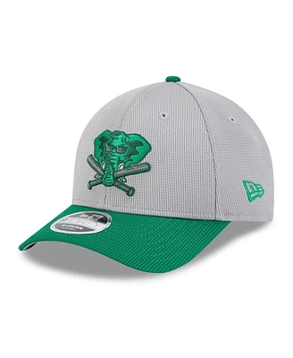 New Era Men's Gray/Green Athletics 2025 Batting Practice 9FORTY M-Crown Adjustable Hat