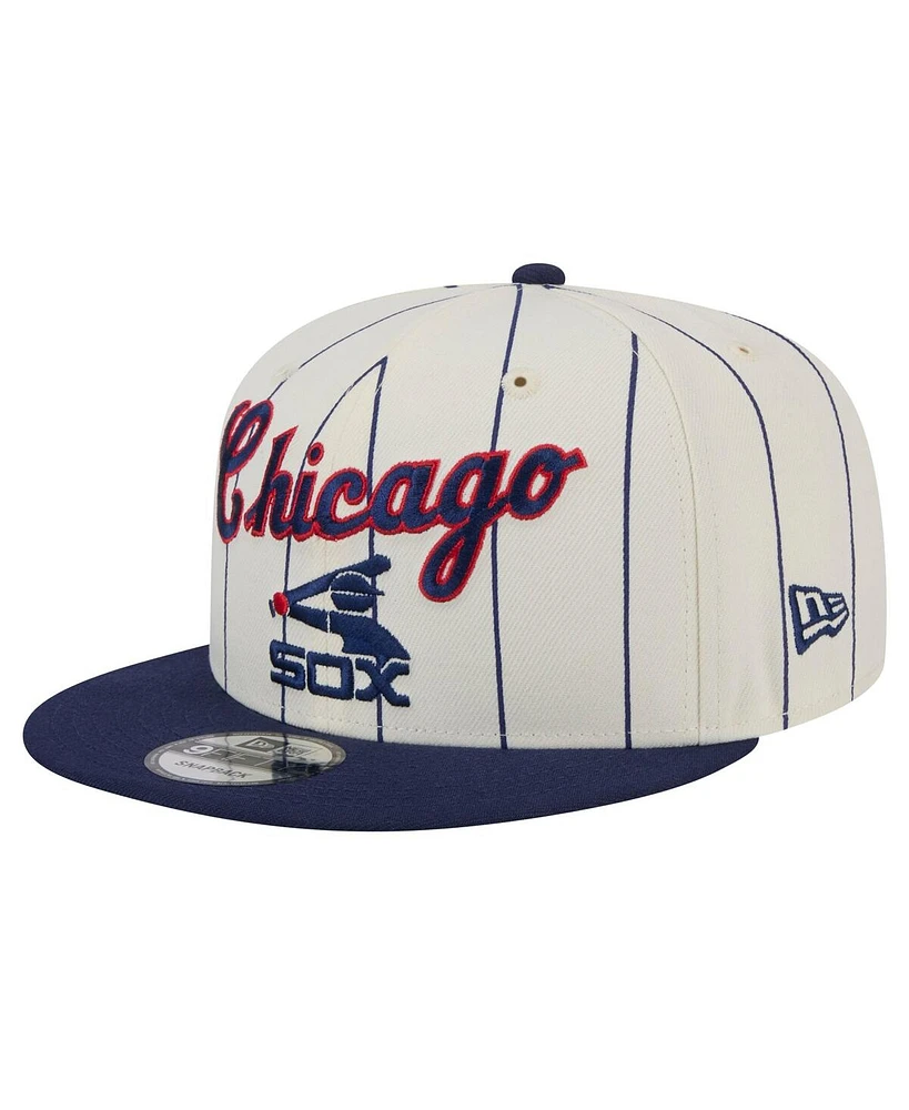 New Era Men's Cream Chicago White Sox Jersey Pinstripe 9FIFTY Snapback Hat