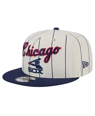 New Era Men's Cream Chicago White Sox Jersey Pinstripe 9FIFTY Snapback Hat
