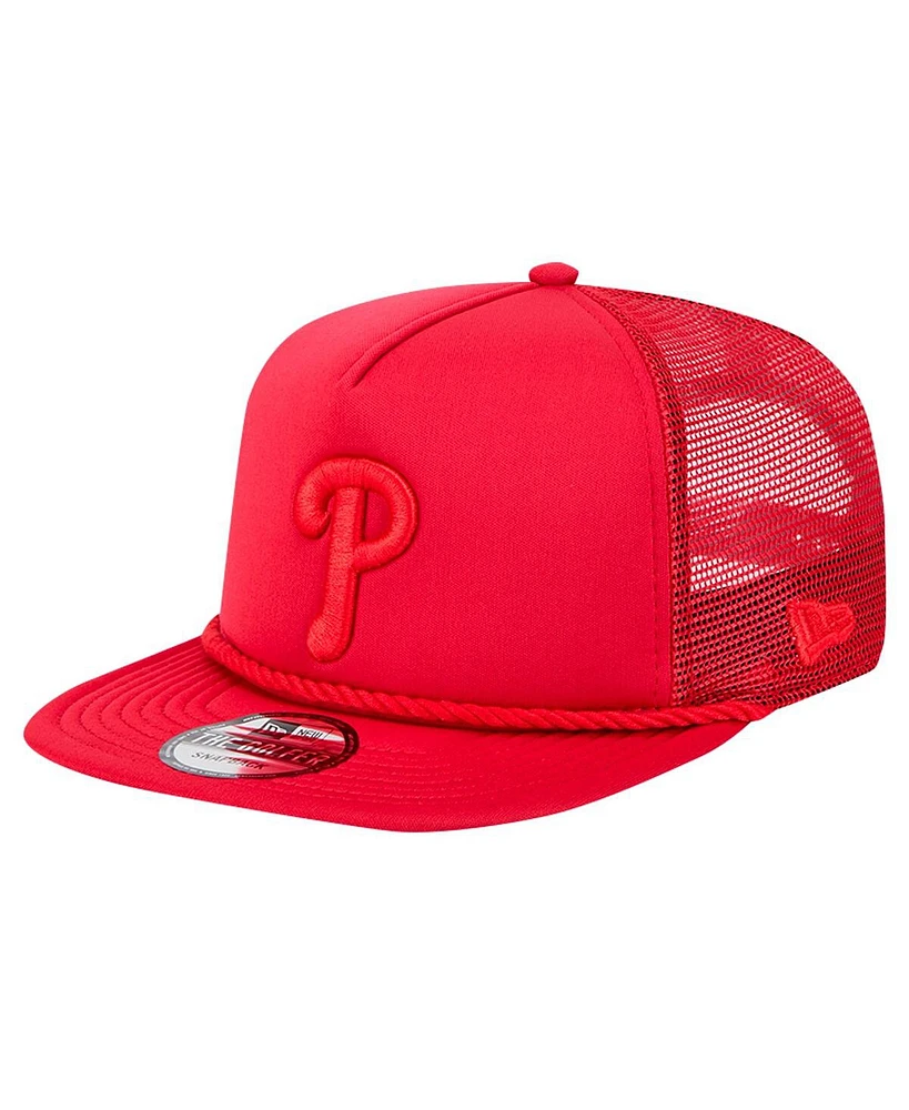 New Era Men's Red Philadelphia Phillies Tone Foam Meshback Golfer Snapback Hat
