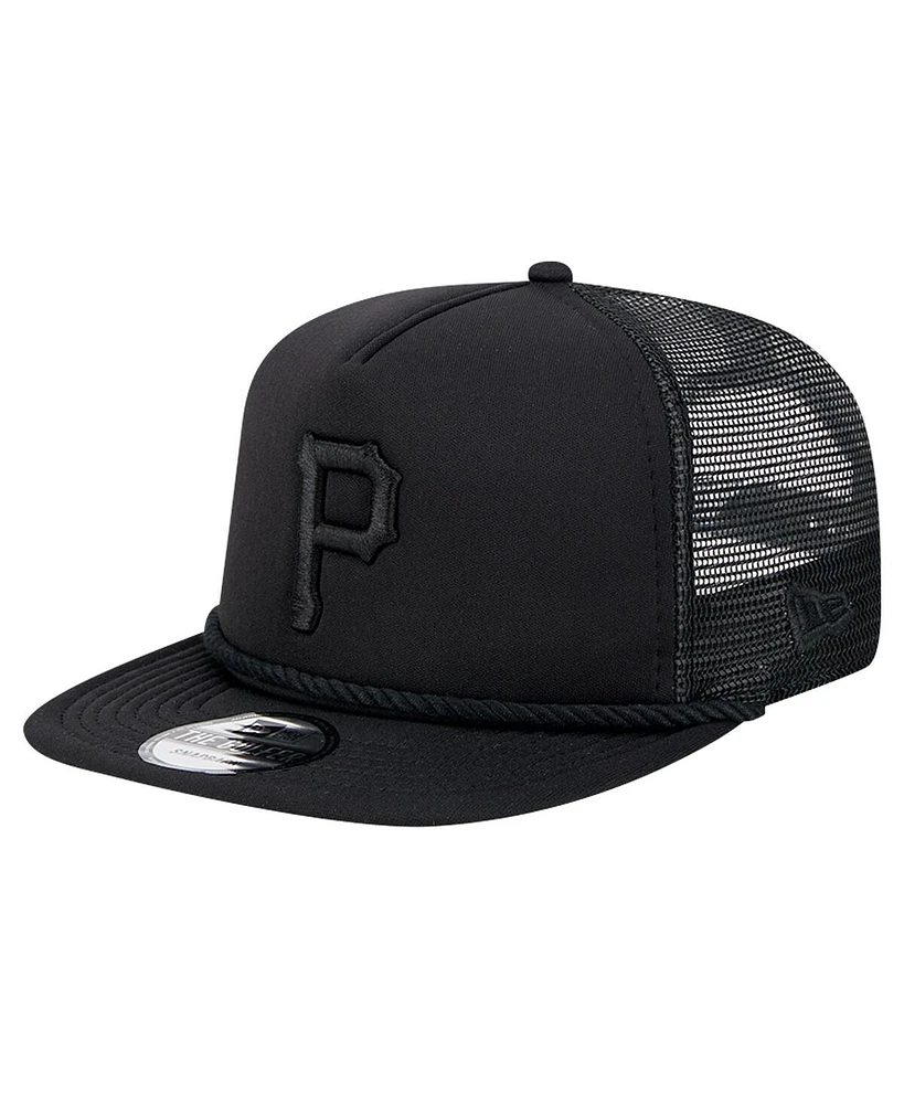 New Era Men's Black Pittsburgh Pirates Tone Foam Meshback Golfer Snapback Hat