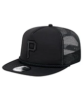New Era Men's Black Pittsburgh Pirates Tone Foam Meshback Golfer Snapback Hat