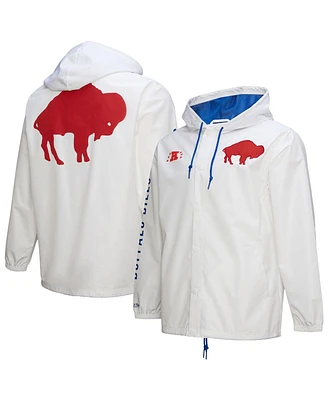 Mitchell & Ness Men's White Buffalo Bills Vintage Logo Coaches Full-Snap Hoodie Jacket