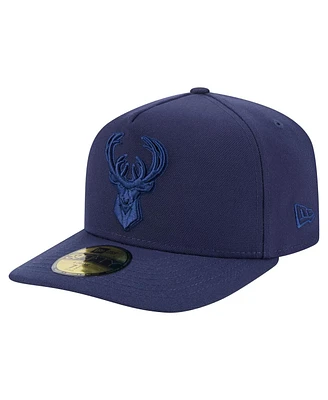 New Era Men's Navy Milwaukee Bucks Colorpack A-Frame Pinch Front 59FIFTY Fitted Hat