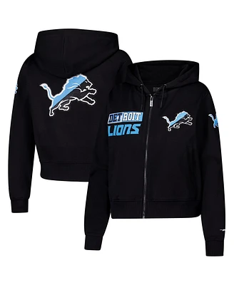 Pro Standard Women's Black Detroit Lions Split Logo Full-Zip Hoodie