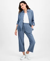 Dkny Jeans Petite Cotton Roll-Tab Shirt
