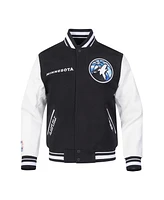 Pro Standard Men's Black Minnesota Timberwolves 2024/25 City Edition Chenille Applique Full-Zip Wool Varsity Jacket